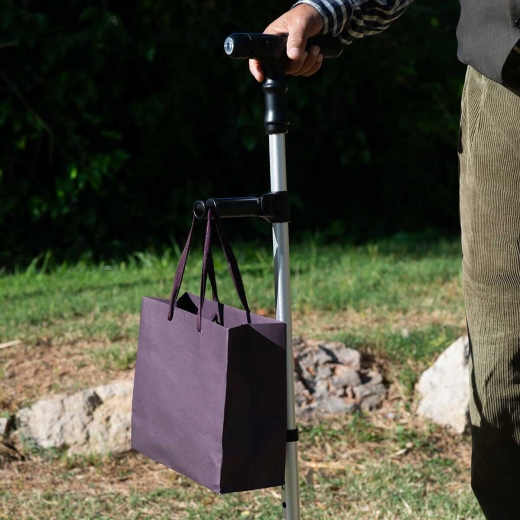 Ausziehbarer Gehstock mit LED-Licht, Alarm und Greifer