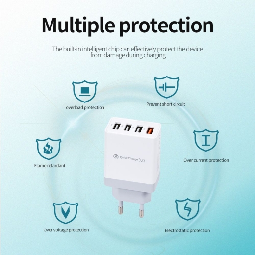 USB-Netzteil mit Schnell-Ladefunktion, 4-Port