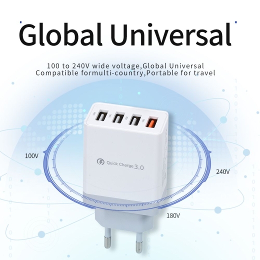 USB-Netzteil mit Schnell-Ladefunktion, 4-Port