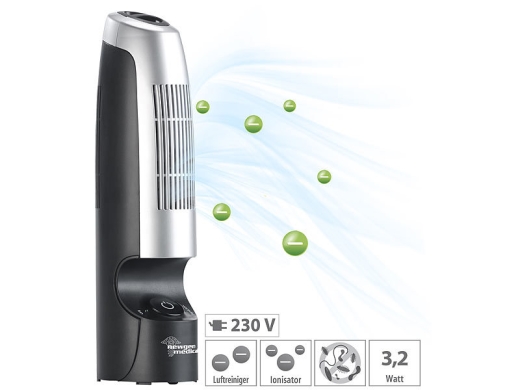 Luftreiniger mit Ionisator und Gebläse, 2 Stufen, 3,2 Watt