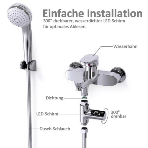 Dusch-Thermometer mit LED-Display