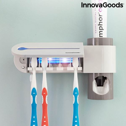 UV-Zahnbürsten-Sterilisator mit Zahnpastahalter und -spender