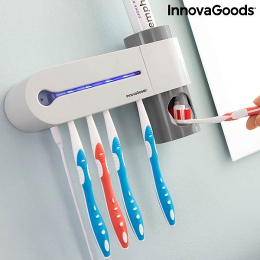 UV-Zahnbürsten-Sterilisator mit Zahnpastahalter und -spender
