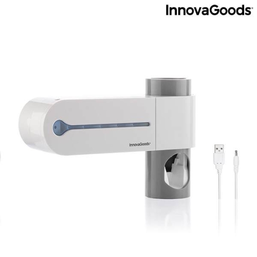 UV-Zahnbürsten-Sterilisator mit Zahnpastahalter und -spender