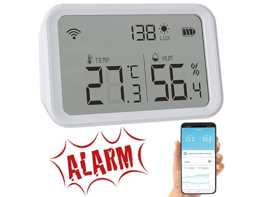 3-fach WLAN-Sensor für Temperatur, Luftfeuchtigkeit und Helligkeit, inklusive APP