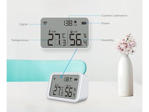 3-fach WLAN-Sensor für Temperatur, Luftfeuchtigkeit und Helligkeit, inklusive APP